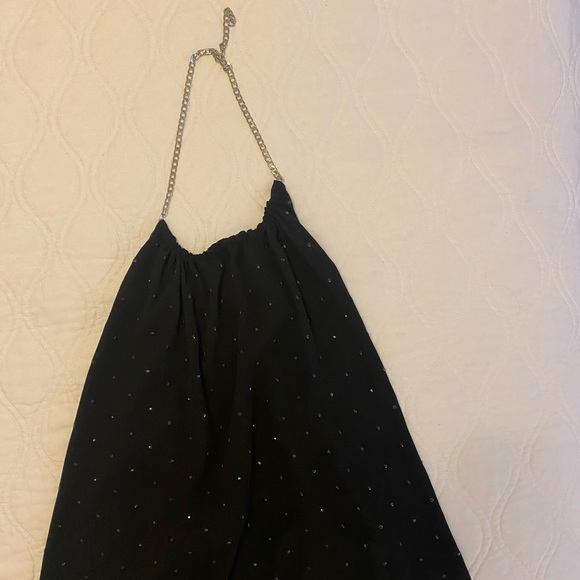 Black halter top, with silver chain strap - Picture 6 of 8